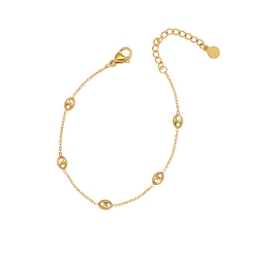 SL107 歐美簡約保色手鏈 鈦鋼O字鏈豬鼻鏈條首飾 鍍金保色好 SL107 歐美簡約保色手鏈 鈦鋼O字鏈豬鼻鏈條首飾 鍍金保色好