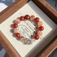 【金胭脂】天然黑金超七鑲嵌盒子手串紅膠花紅瑪瑙小衆輕奢高級感