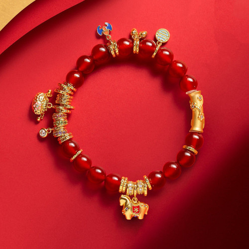 2026馬年紅瑪瑙手串馬年盤纏手鏈女生新年生日禮物零售 2026馬年紅瑪瑙手串馬年盤纏手鏈女生新年生日禮物零售