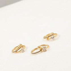 兩件套 戒指 周圈細鑽 鈦鋼電鍍18k金