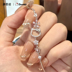 hellokitty凱蒂貓手鏈女生25銀百塔手飾輕奢精緻小衆設計生日禮物
