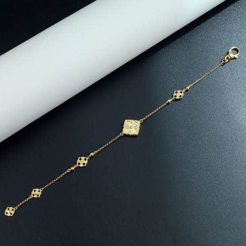 布家CNC手鏈女 單雙花四葉草三花鑲鑽雙面保色電鍍手飾宮廷風