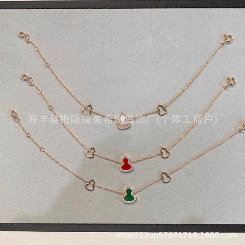 精工版V金麒麟小葫蘆手鏈女18k玫瑰金流蘇白貝母紅瑪瑙鎖骨鍊手飾 精工版V金麒麟小葫蘆手鏈女18k玫瑰金流蘇白貝母紅瑪瑙鎖骨鍊手飾