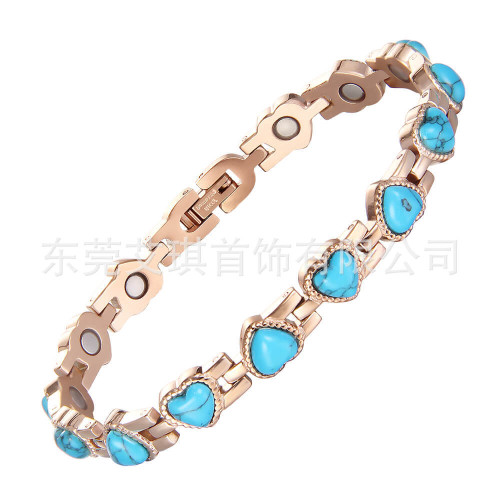 超閃心形水晶鈦鋼手鏈爆款時尚愛心磁性手鏈不鏽鋼手鏈女 超閃心形水晶鈦鋼手鏈爆款時尚愛心磁性手鏈不鏽鋼手鏈女