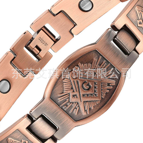 紅銅手鏈款復古歐美磁石能量手環紅銅磁石手鏈飾品