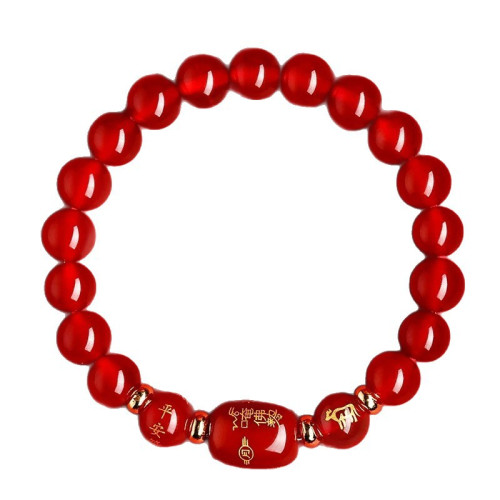 普陀山馬年本命年手鏈紅瑪瑙太嵗水晶手串十二生肖鼠珮戴物護身符