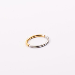 雙色 拼接 電鍍18k金 鈦鋼材質 細款戒指