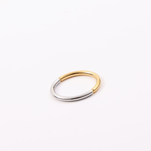 雙色 拼接 電鍍18k金 鈦鋼材質 細款戒指