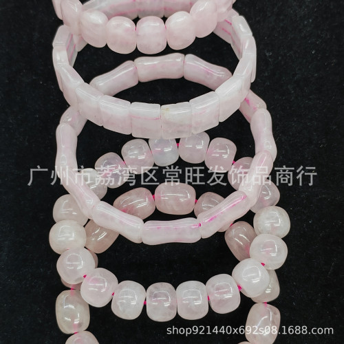 天然粉晶方形/蛋形/竹節手排 桶珠/老型珠手鏈手排男女款配飾