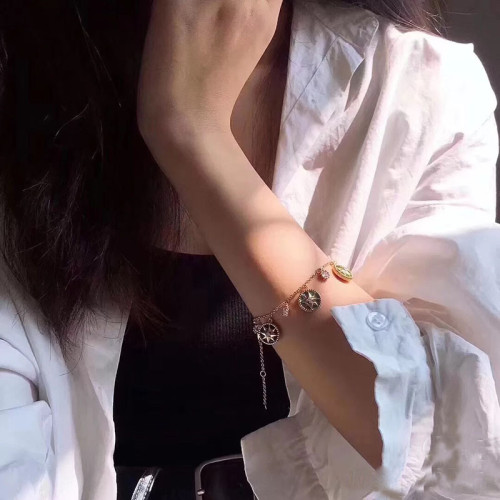 迪家羅盤八芒星手鏈女天然白貝母瑪瑙小衆設計混搭曡戴飾品