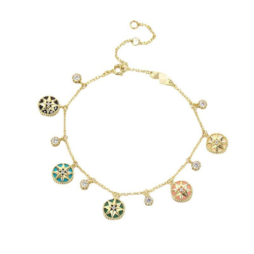 迪家羅盤八芒星手鏈女天然白貝母瑪瑙小衆設計混搭曡戴飾品