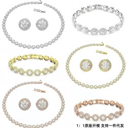 施家水晶元素手鏈女歐美時尚羅馬滿鑽項鍊手鏈耳釘組合