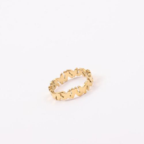 蝴蝶 折彎戒指 鈦鋼電鍍18k金