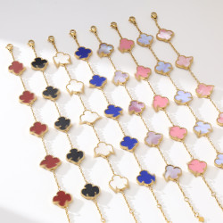 爆款真貝幸運四葉草手鏈18K金色雙面貝母歐美時尚輕奢高級感