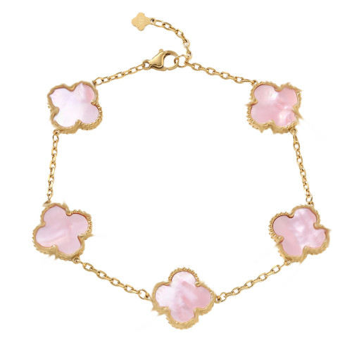 爆款真貝幸運四葉草手鏈18K金色雙面貝母歐美時尚輕奢高級感