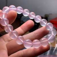 莫桑比克天然星光粉手鏈果凍體星光效應六芒星芙蓉石水晶手串單圈