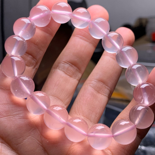 莫桑比克天然星光粉手鏈果凍體星光效應六芒星芙蓉石水晶手串單圈