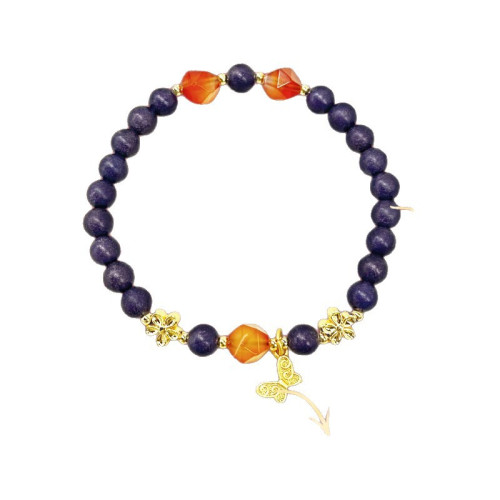 【紫蝶凝光】雙圈手飾手鏈紫氣東來香古法合香珠工藝爆款原創設計