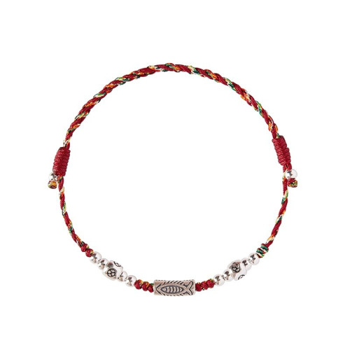 925錦鯉編織繩紅繩手鏈女生上岸手工編織手繩男考試情侶禮物腳鏈