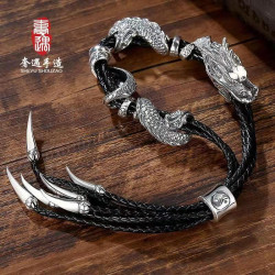 手工打造個性霸氣騰龍手鏈潮男士飾品復古龍生肖