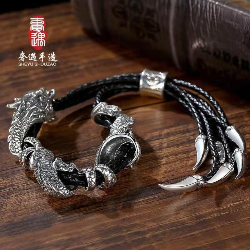 手工打造個性霸氣騰龍手鏈潮男士飾品復古龍生肖