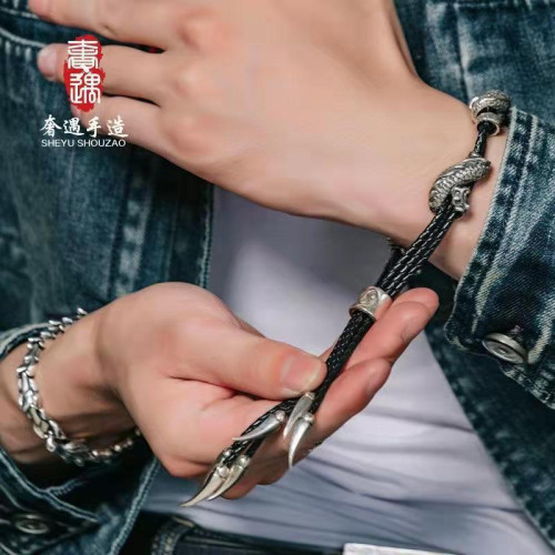手工打造個性霸氣騰龍手鏈潮男士飾品復古龍生肖