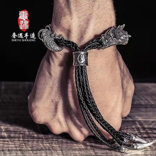 手工打造個性霸氣騰龍手鏈潮男士飾品復古龍生肖