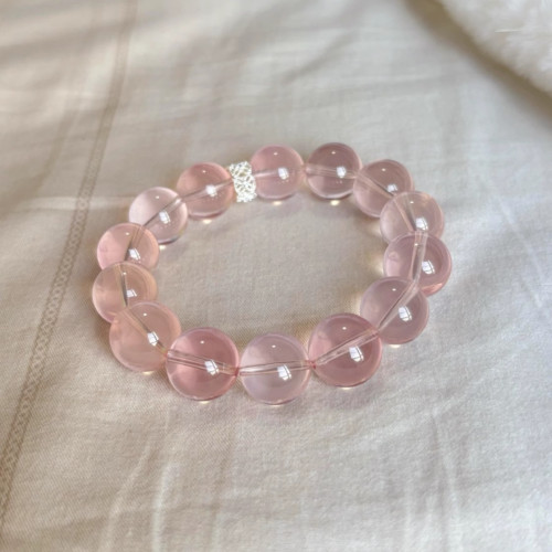 【緋菸】天然粉水晶手鏈 莫桑比克星光六芒星粉水晶手串 