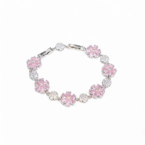 滿鑽彩色花卉鋯石手鏈多色寶石微鑲輕奢花型手飾時尚女款 滿鑽彩色花卉鋯石手鏈多色寶石微鑲輕奢花型手飾時尚女款