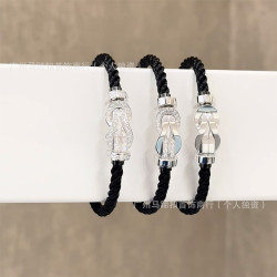 時尚高板黑繩8字釦手鏈時尚輕奢高級感男女情侶發財釦手繩