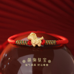 原創足銀S999福馬錢幣本命年紅繩手繩氣質萌駒馱寶馬年手飾