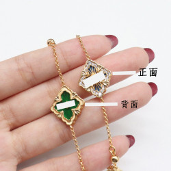 意大利新款小香風拉絲鑲鑽單花手鏈女 18k輕奢高級感雙面設計攜帶