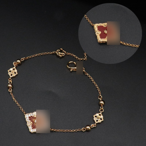 意大利新款小香風拉絲鑲鑽單花手鏈女 18k輕奢高級感雙面設計攜帶 意大利新款小香風拉絲鑲鑽單花手鏈女 18k輕奢高級感雙面設計攜帶