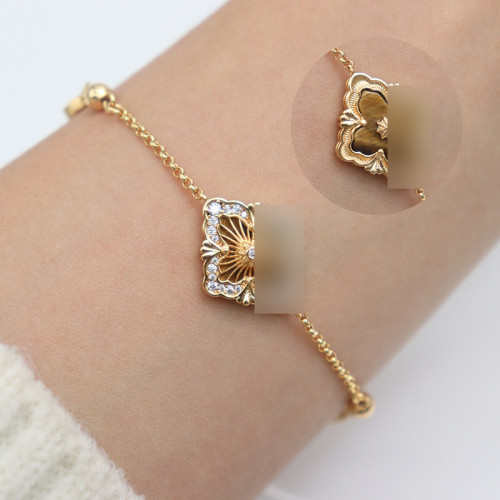 意大利新款小香風拉絲鑲鑽單花手鏈女 18k輕奢高級感雙面設計攜帶 意大利新款小香風拉絲鑲鑽單花手鏈女 18k輕奢高級感雙面設計攜帶