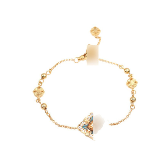 意大利新款小香風拉絲鑲鑽單花手鏈女 18k輕奢高級感雙面設計攜帶 意大利新款小香風拉絲鑲鑽單花手鏈女 18k輕奢高級感雙面設計攜帶