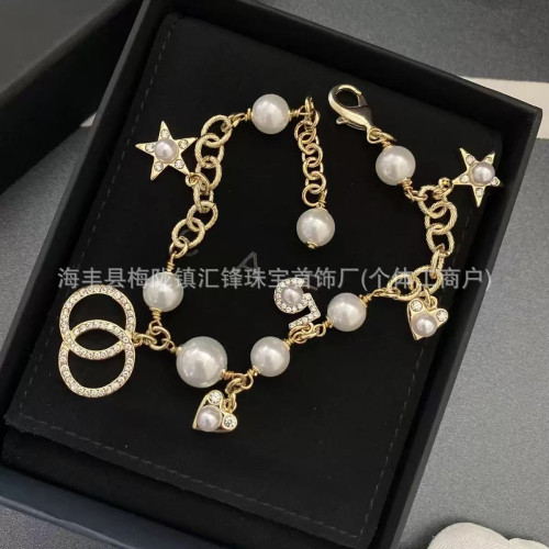 小香對版桃心雙C手鏈女小香風珍珠愛心百搭甜美輕奢小衆手飾