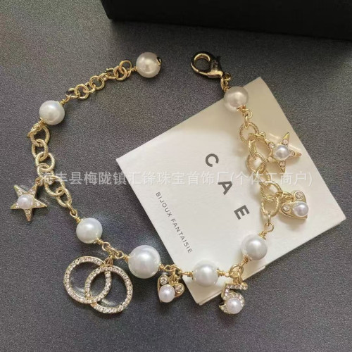 小香對版桃心雙C手鏈女小香風珍珠愛心百搭甜美輕奢小衆手飾