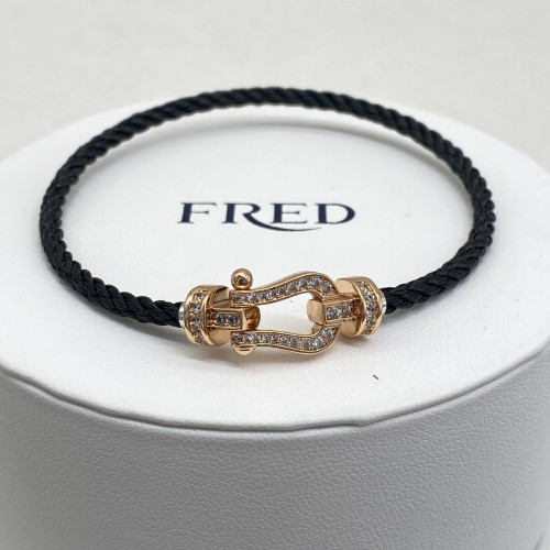 費雷德紅繩馬蹄釦鋼絲繩手鏈手環 玫瑰金本命年情侶款鑲鑽DIY手繩