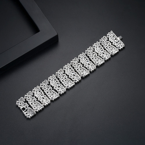 錦瑟 奢華滿鑽手鐲銅鑲鋯石手鏈歐美多層手環寬版禮服配飾手飾品