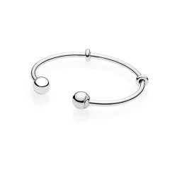 潘家多拉白銅材質開口手鐲圓形滿鑽 簡約DIY珠子配件手鐲基礎鏈光