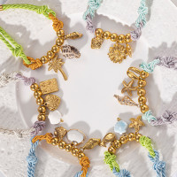 泰娜歐美不鏽鋼手鏈輕奢高級感沙灘風貝殼花朵海螺編織手鏈女飾品