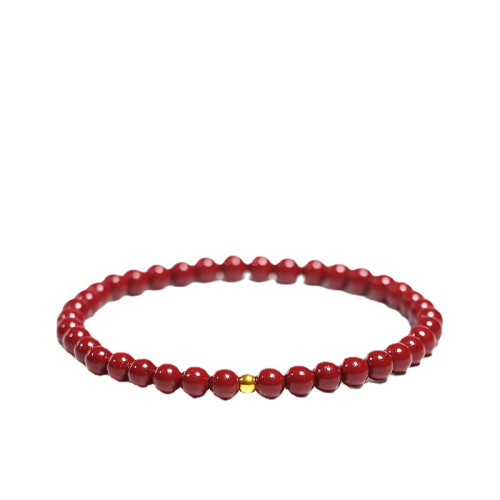 硃砂手鏈跨年本命年紅硃砂手串14K包金配飾男女款手鏈