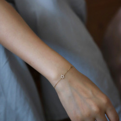 S925純銀鍍14K金手鏈女 經典六芒星ins風小衆簡約百搭日韓手飾品