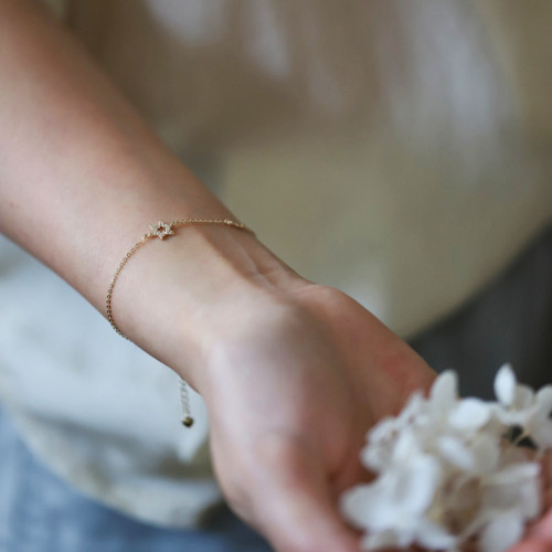 S925純銀鍍14K金手鏈女 經典六芒星ins風小衆簡約百搭日韓手飾品