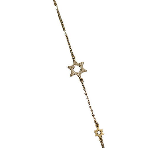 S925純銀鍍14K金手鏈女 經典六芒星ins風小衆簡約百搭日韓手飾品