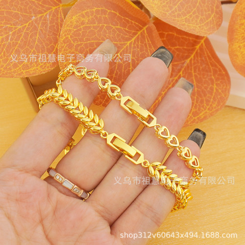 1Pcs中東新款奢華時尚優雅箭頭雪花圓形愛心鋯石女士手鏈派對珠寶