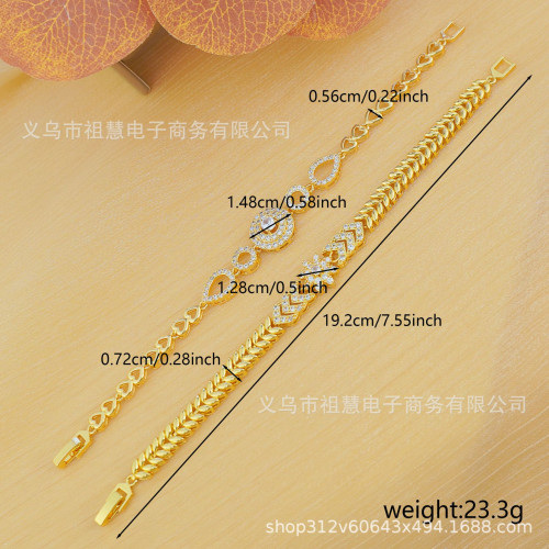 1Pcs中東新款奢華時尚優雅箭頭雪花圓形愛心鋯石女士手鏈派對珠寶