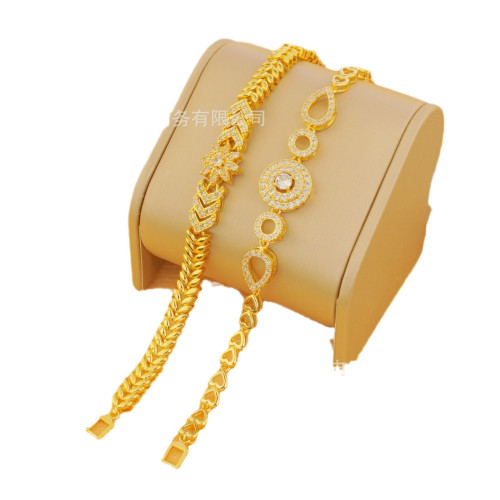 1Pcs中東新款奢華時尚優雅箭頭雪花圓形愛心鋯石女士手鏈派對珠寶