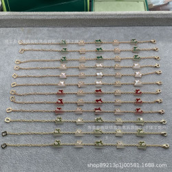 常青藤系列帶鑽五葉手鏈簡約百搭輕奢獨特楓葉設計感