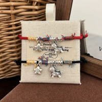 999足銀招財馬手鏈本命年紅繩手飾編織男女手繩簡約時尚銀手飾禮